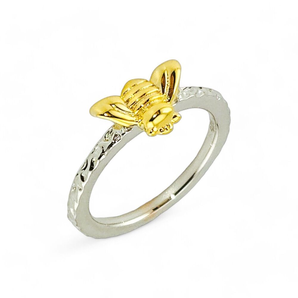 Sterling Silver 925 Bee Two Toned Ring